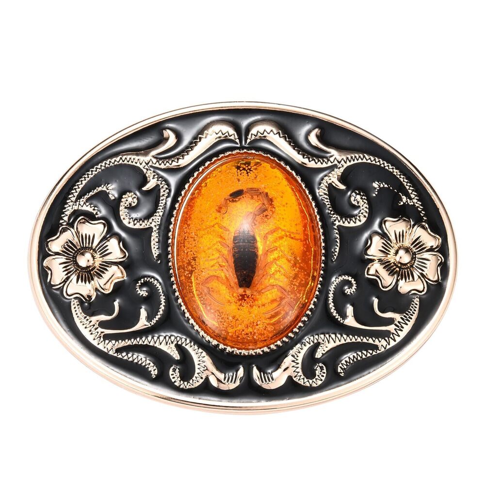 9056 Scorpion Belt Buckle , Western Floral Cowboy Cowgirl Vintage Oval Belt